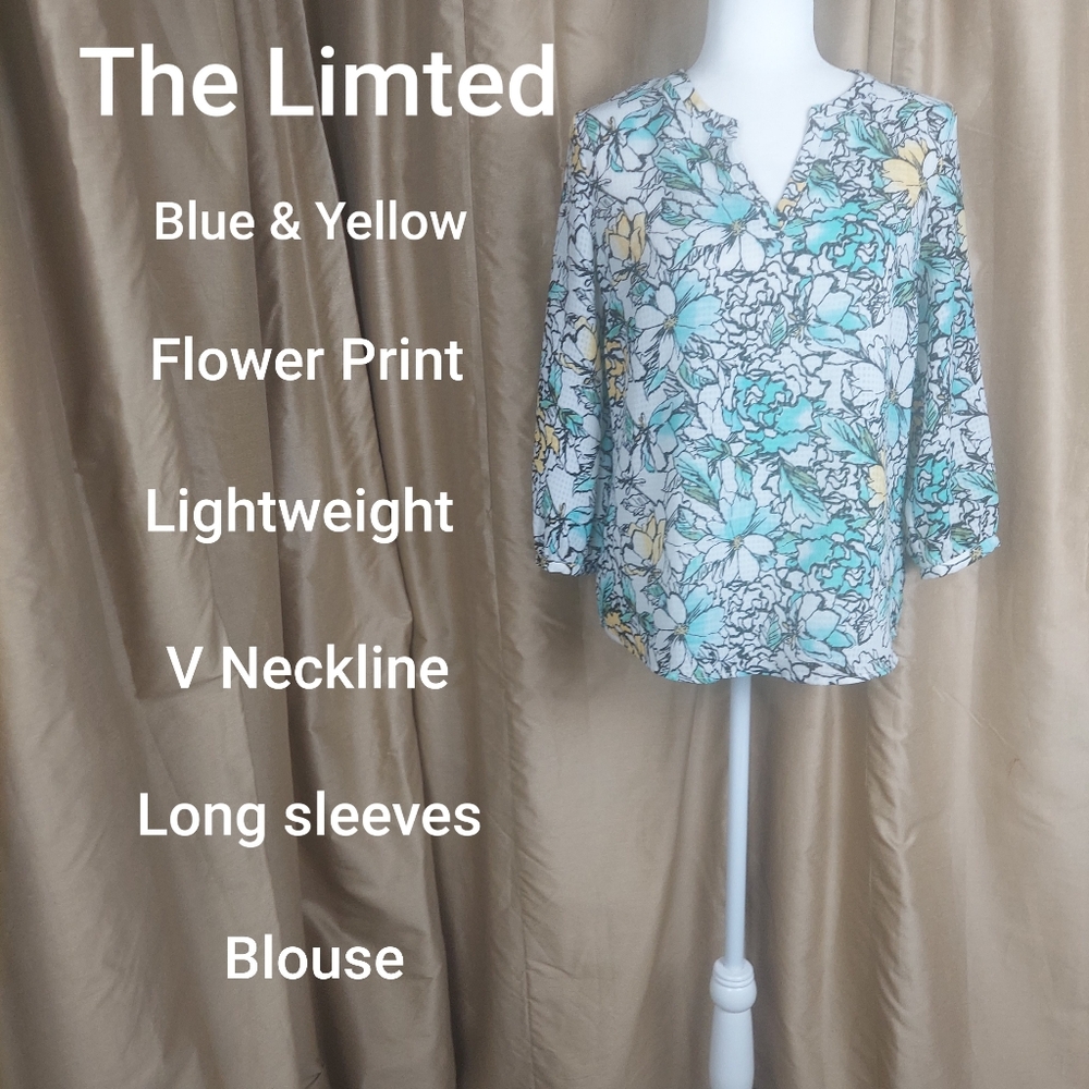 The Limted blue & Yellow Floral print blouse size M
